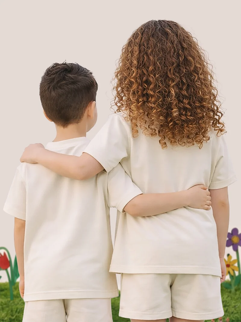 ج&مشب تيشيرت أوف وايت واسع للجنسين للأطفال